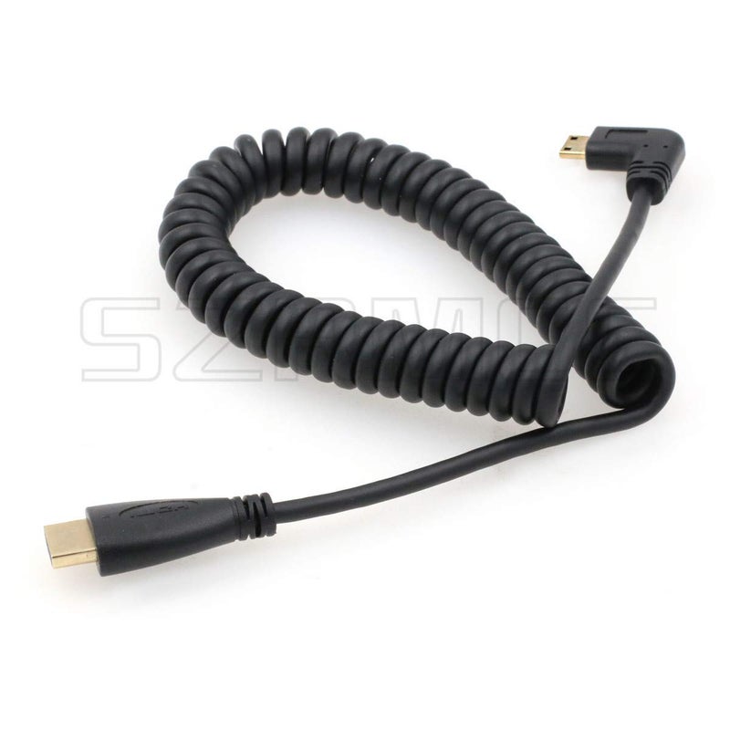 SZRMCC Left Angled Mini HDMI to Full HDMI High Speed Coiled Cable for Canon Sony DSLR Camera ATOMOS Monitor (Left Mini HDMI-HDMI) - Image 4